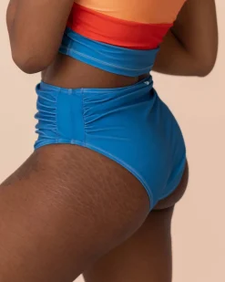 Bay Blue High Leg Ruched Bottom