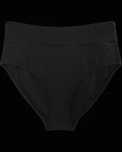 Black Flat Rib Mid Rise Bottom