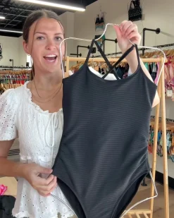 Black Flat Rib Stevie One Piece