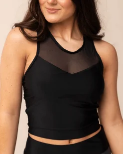 Black Mesh Racerback Crop