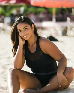 Black Mesh Racerback Crop