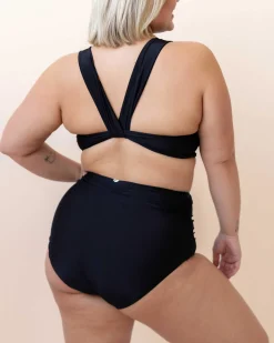 Black Ruched High Rise Bottom