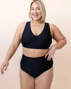 Black Ruched High Rise Bottom