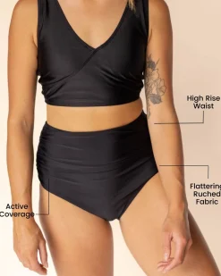 Black Ruched High Rise Bottom