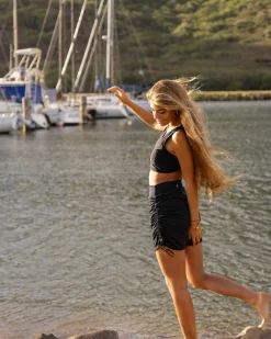 Black Ruched Swim Skirt