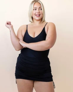 Black Ruched Swim Skirt