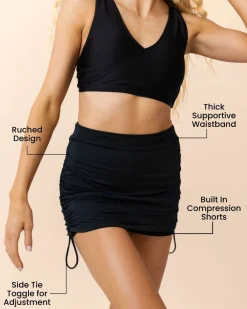 Black Ruched Swim Skirt