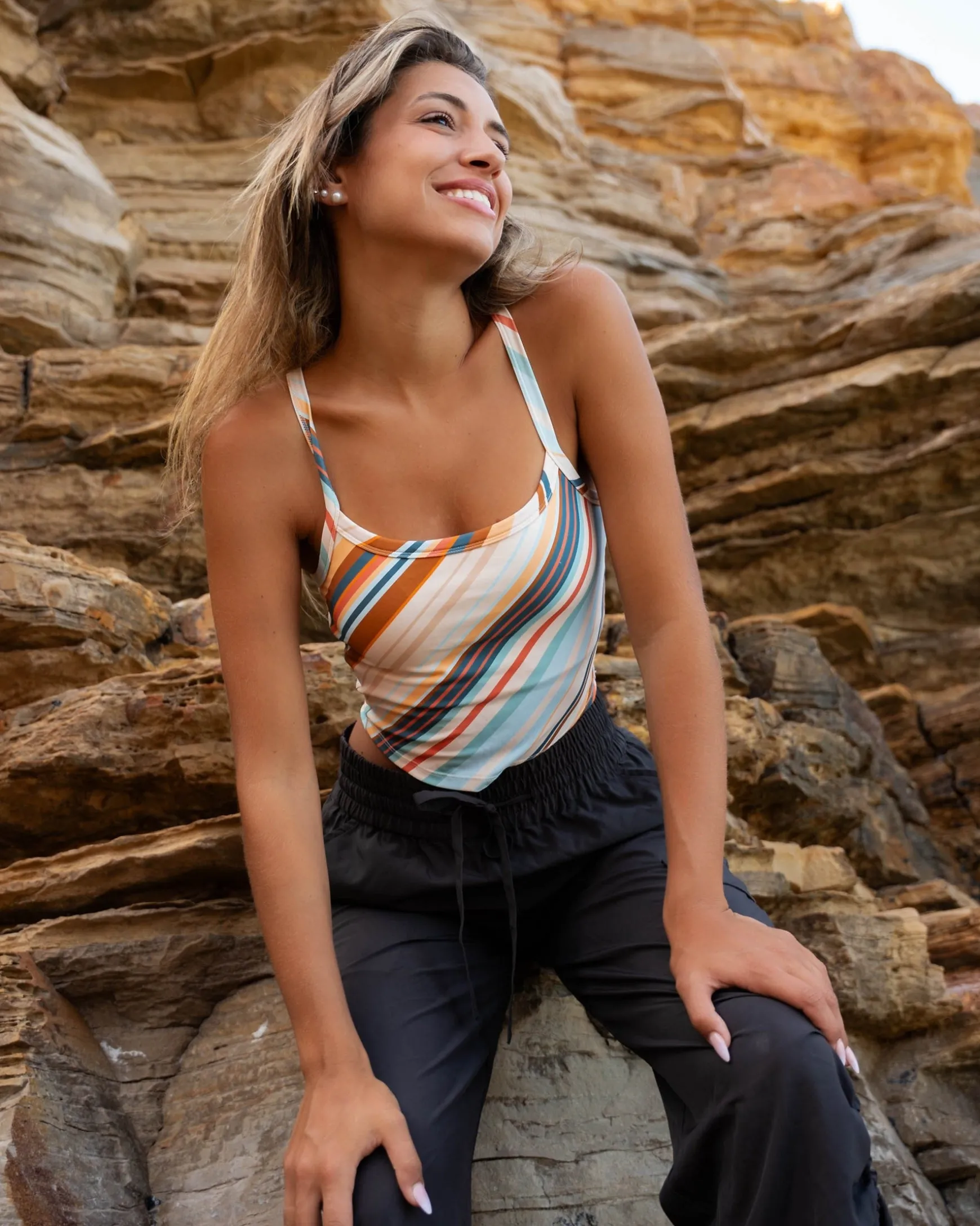 Cascade Stripe Longline Bra