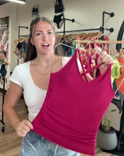 Flat Rib Berry V-Neck Tankini