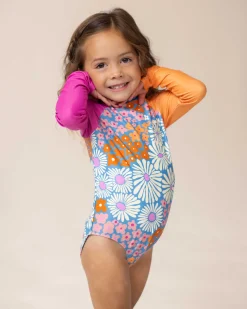 Floral Waves Mini Long Sleeve One Piece