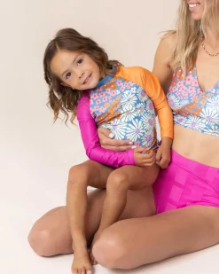 Floral Waves Mini Long Sleeve One Piece