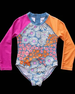 Floral Waves Mini Long Sleeve One Piece