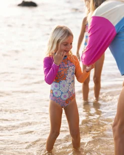 Floral Waves Mini Long Sleeve One Piece