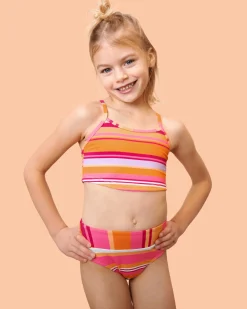 Girls Sunset Stripe Scoop Neck Crop Set