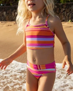 Girls Sunset Stripe Scoop Neck Crop Set