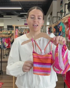 Girls Sunset Stripe Scoop Neck Crop Set