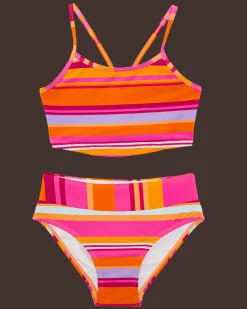 Girls Sunset Stripe Scoop Neck Crop Set