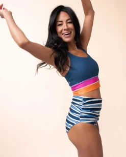 Monica Stripe Ruched High Rise Bottom