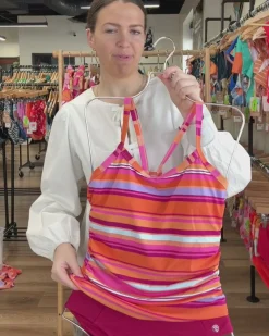 Sunset Stripe Scoop Neck Tankini