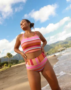 Sunset Stripe Scoop Neck Crop