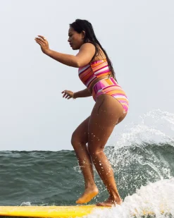 Sunset Stripe Scoop Neck Crop