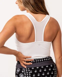 White Mesh Racerback Crop