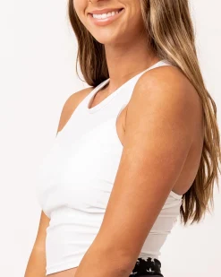 White Mesh Racerback Crop